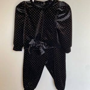 “Habitual Kid” two piece velour outfit with tiny diamonds